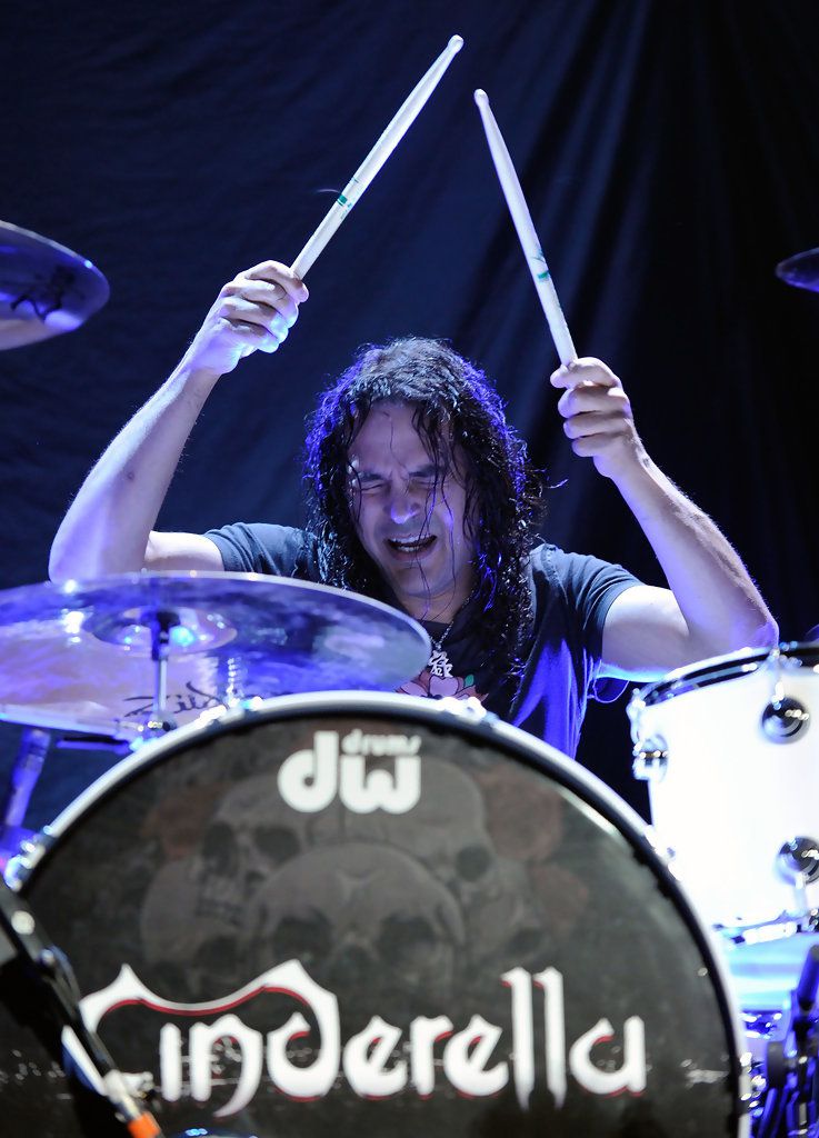 Fred Coury, Cinderella drummer performs as the band opens for the Scorpions at the Thomas & Mack Center August 3, 2010 in Las Vegas, Nevada